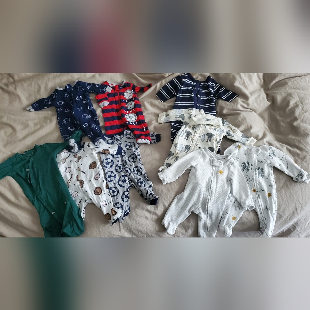 Kids One Piece Pajamas - Blue and White